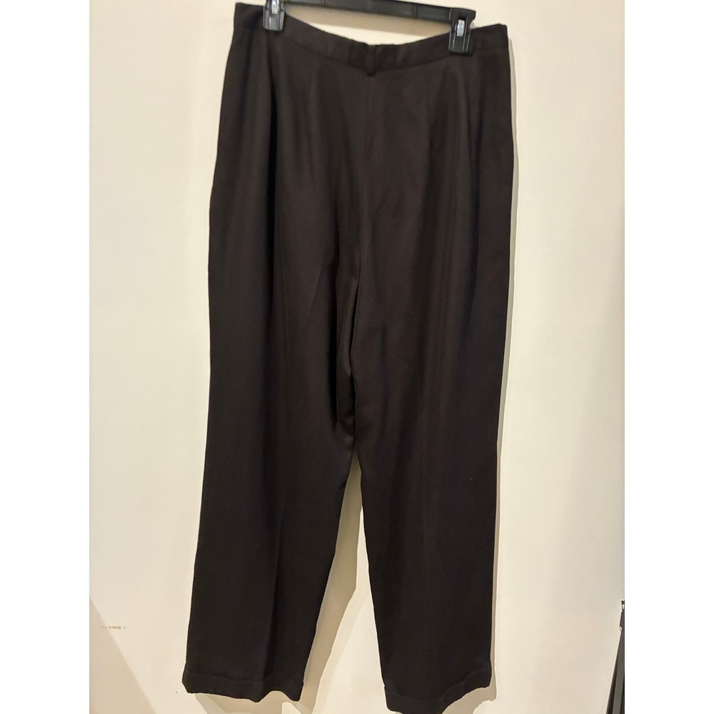 AKA Eddie Bauer Classic Trouser Dark Brown Pleated Wide Leg Pants Womens 16 - Picture 2 of 5